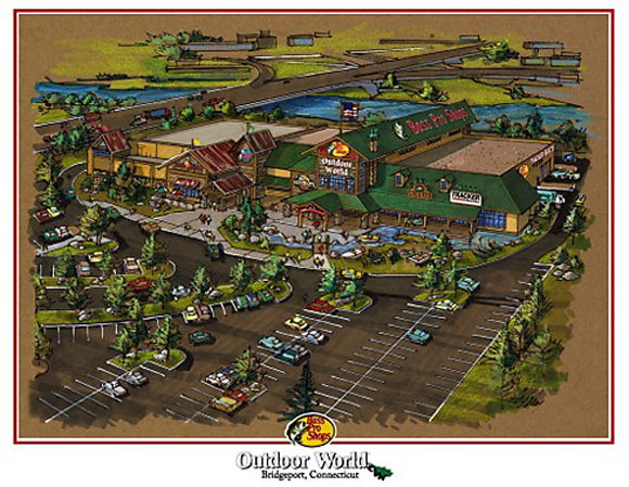 A rendering of Bass Pro Shop in Bridgeport from the company's website.