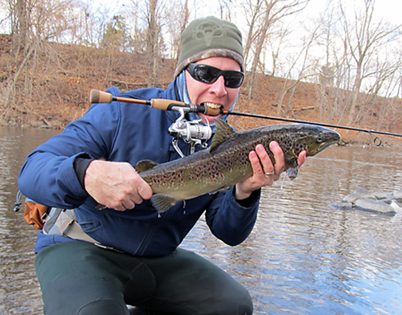 Nutmeg TU member Jim Lynch recently caught his first Atlantic salmon.