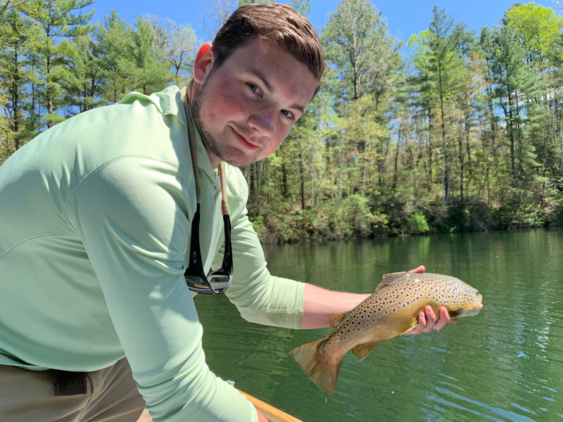 Tristan Wilgan with one of his catches during Nutmeg TU's visit to the Limestone Club May 8, 2019.